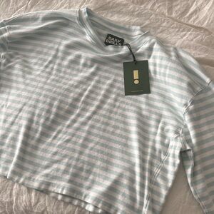 Daily Drills Light Blue and White Striped Top